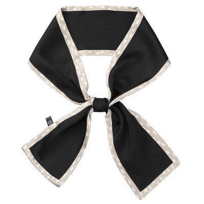 Elerevyo Women's Skinny Long Hair Ribbon Contrast Color Dots Silk Neck Scarf 38.6"x3.5" 1Pc
