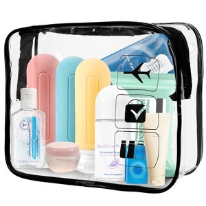 Mber TSA Approved Clear Toiletry Bag for Travel Size Toiletries, Clear Makeup Bag Organizer, Clear Zipper Pouches & Clear Travel Bags TSA for Cosmetic - 1 of 4