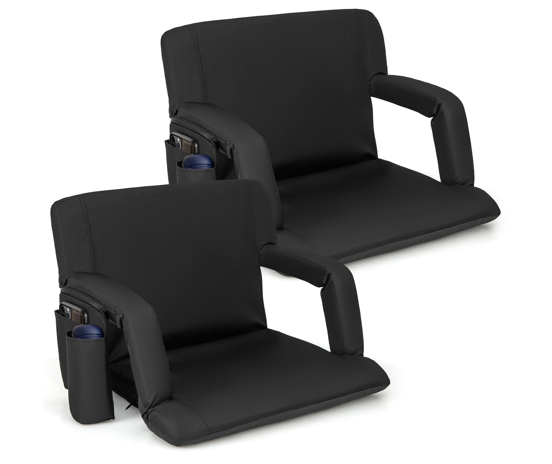 Costway 2 PCS Stadium Seat for Bleachers with Back Support 6 Adjustable Positions