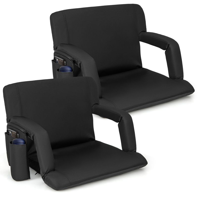 Costway 1/2 PCS Stadium Seat for Bleachers with Back Support 6 Adjustable Positions, 1 of 11