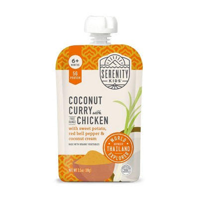 Serenity Kids World Explorer Coconut Curry with Free Range Chicken and Organic Vegetables Baby Food Pouch - 3.5oz