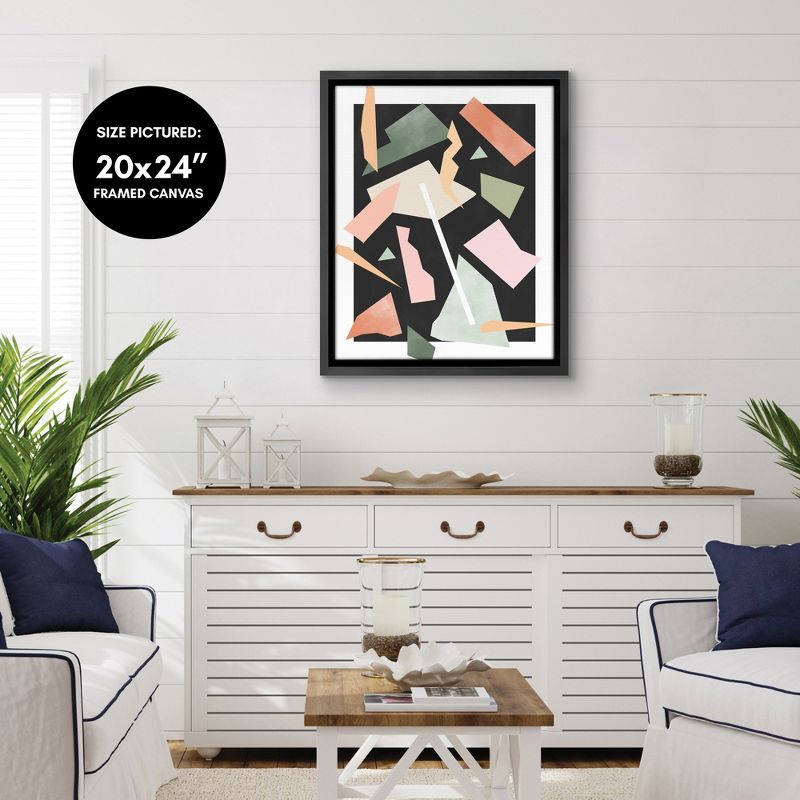 Americanflat - Mid Century Modern Geometric Pink And Green 3 by The Print Republic Floating Canvas Frame - Modern Wall Art Decor, 5 of 7