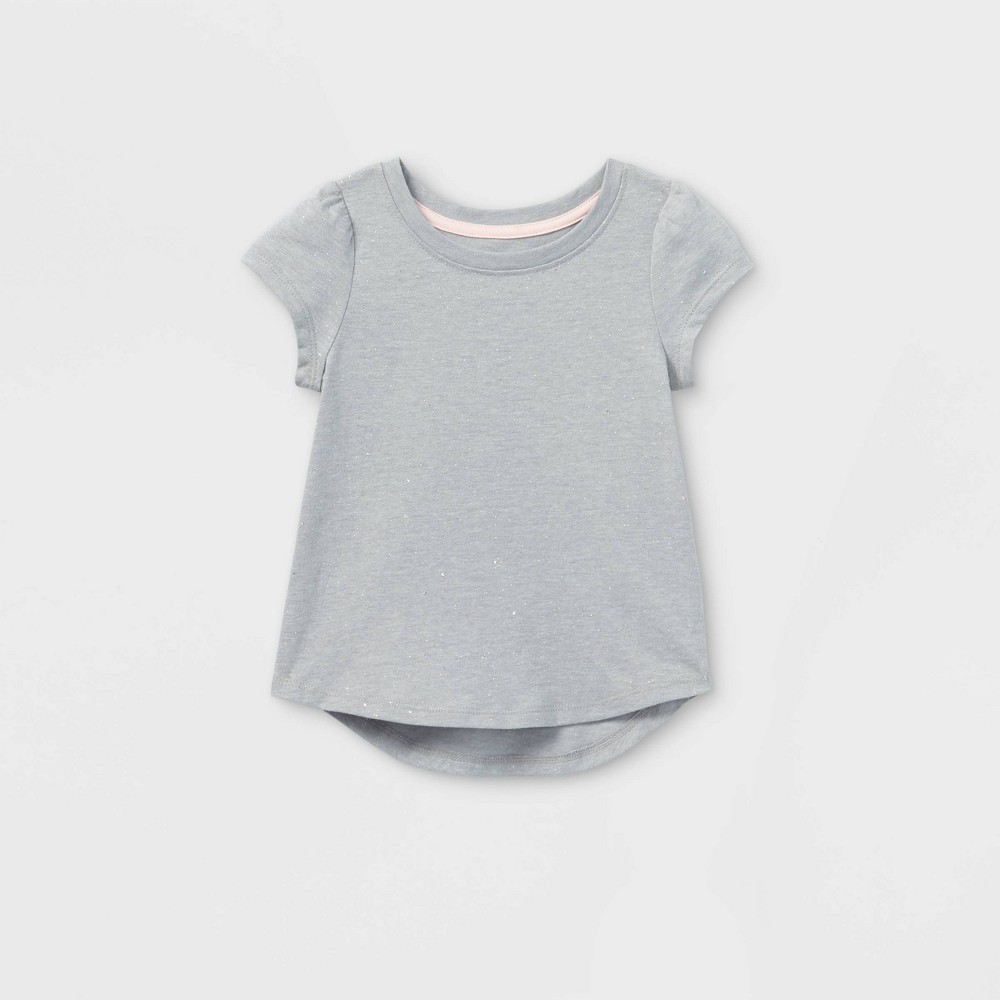 Toddler Girls' Sparkle Short Sleeve T-Shirt - Cat & Jack Gray 18M