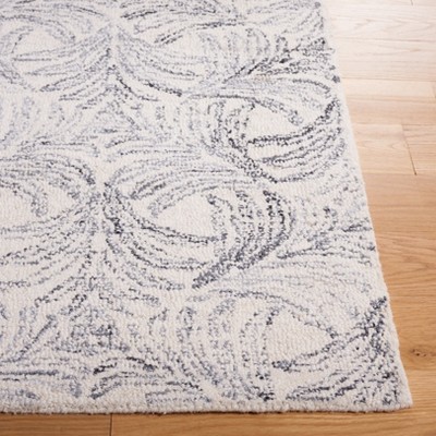 Ivory & Grey Handwoven Elegance 6' Square Wool-Silk Blend Rug