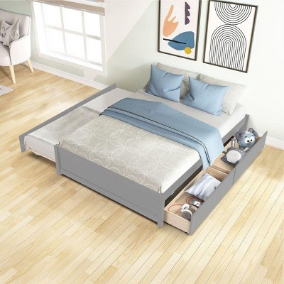 Streamdale FULL BED WITH TWIN SIZE TRUNDLE AND TWO DRAWERS FOR GREY COLOR