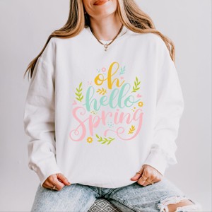 Simply Sage Market Oh Hello Spring Lightweight Garment Dyed Sweatshirt - 1 of 4