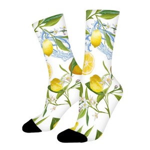 Yellow Lemon Fruits Floral Women Printed Crew Socks Funny Funky Socks Soft Polyester Novelty Gifts for Artists Men - 1 of 1