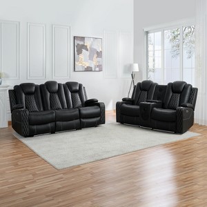 Home Imports Emporium Sofa Set Reclining Home Theater Seating Set with LED Lighting - 1 of 4
