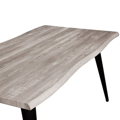Sunbleached Grey Wood Rectangular Dining Table with Black Metal Legs