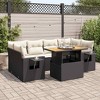 vidaXL Patio Sofa Set with Cushions Table and Sofas Outdoor 7 Piece Poly Rattan - Black and Cream with Storage - 2 of 4