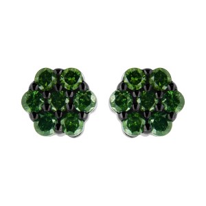 Silver Treated Colored Diamond Floral Cluster Stud Earring - 1 of 4