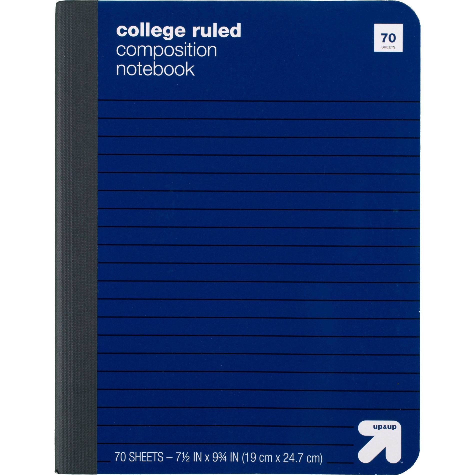 College Ruled Blue Hard Cover Composition Notebook - up&up™: 7.5x9.75", 70 Pages, Child & Tween, Sewn Binding