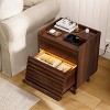 WOWLIVE Wooden Nightstand with 2 Drawers, Modern Bedside Table with Outlets & LED Lights, File Cabinet - 3 of 4