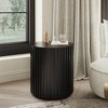 POVISON 20" Fluted Round End Table, Mid Century Modern Round Coffee Table, Minimalist Wood Coffee Table, Black, Fully Assembly - 2 of 4
