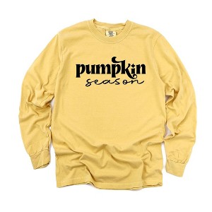 Simply Sage Market Women's Pumpkin Season Cursive Long Sleeve Garment Dyed Tee - 1 of 4