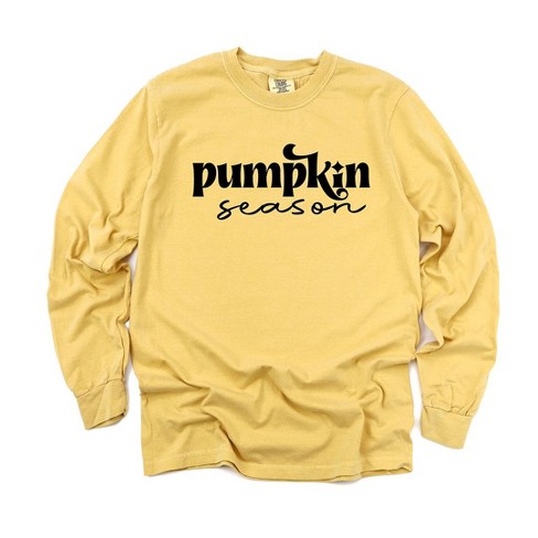 Simply Sage Market Women's Pumpkin Season Cursive Long Sleeve Garment Dyed Tee - image 1 of 4