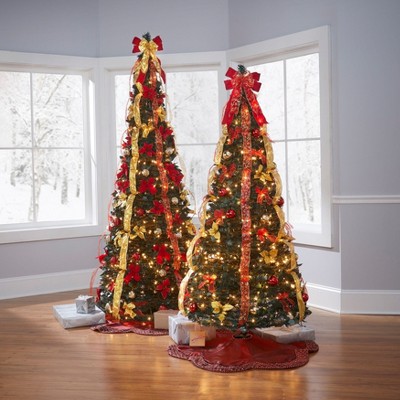 BrylaneHome 7.5 Ft Fully Decorated Pre-Lit Pop-Up Christmas Tree