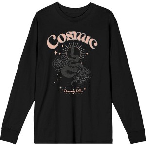 Cosmic Snake & Flowers Adult Crew Neck Long Sleeve Tee - 1 of 2