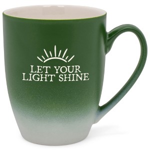 Elanze Designs Let Your Light Shine Two Toned Ombre Matte Green and White 12 ounce Ceramic Stoneware Coffee Cup Mug - 1 of 4