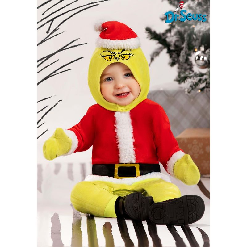 HalloweenCostumes.com Dr. Seuss The Grinch Santa Costume for Infants, 4 of 5