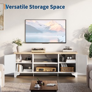 MDF Rattan Double Door TV Cabinet with Deer Foot Design, Rustic and Modern Style, Living Room Storage, Decorative and Stylish Home Furniture - 1 of 4