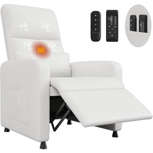 Ergonomic PU Leather Electric Power Recliner - Heat, Massage & Adjustable Functions, Tall Back & Padded Seat, Single Home Theater Sofa - 1 of 4