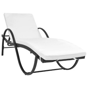 vidaXL Sun Lounger Set of 3 Black Powder-coated steel frame, PE rattan - 1 of 4