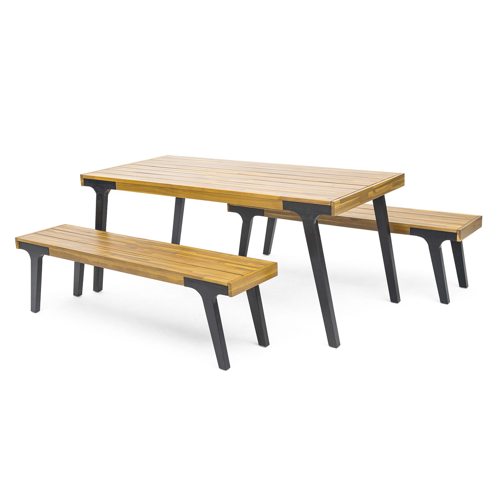 Dexmalle Patio Dining Table and 2 Dining Benchs