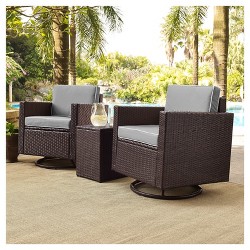 Ridley 4pc Outdoor Wicker & Metal Conversation Set – Gray – Crosley For Sale
