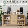 Natural Wood Buffet Cabinet with 3 Drawers, 2 Doors, and Adjustable Shelf - Freestanding Sideboard Console for Entryway, Hallway, and Living Room - 3 of 4