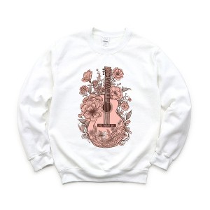 Simply Sage Market Women's Graphic Sweatshirt Pink Guitar Floral - 1 of 2