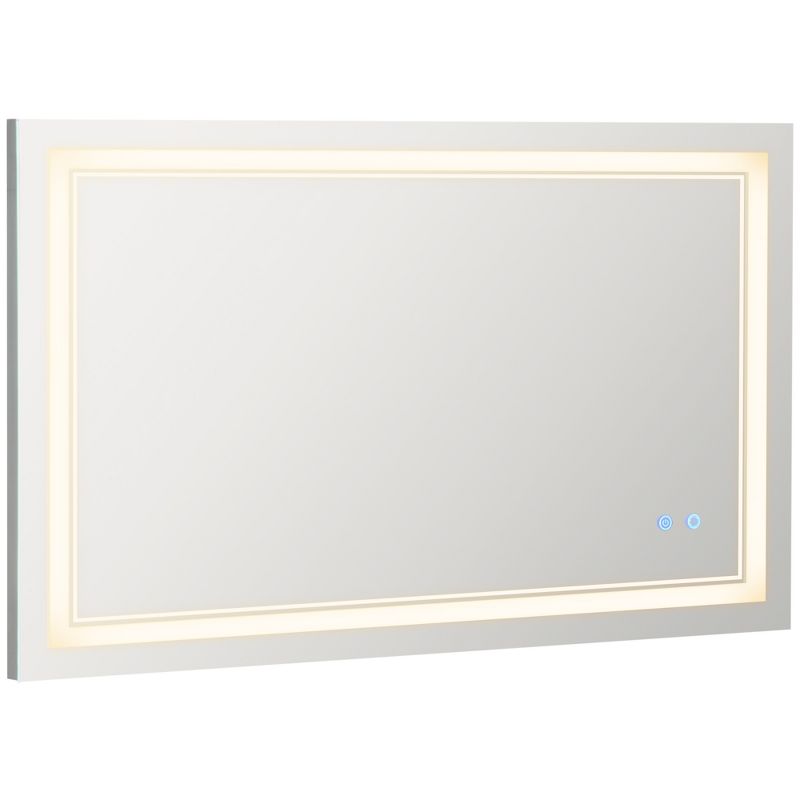 kleankin 39.25" x 23.5" Bathroom Mirror with LED, Dimmable Vanity Mirror with 3 Light Colors, Memory Function, Vertical and Horizontal Mount, Silver, 5 of 8