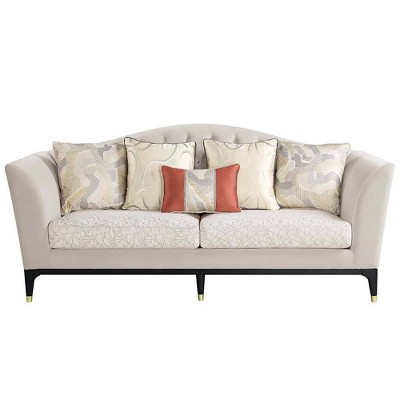 88" Tayden Sofa Beige Velvet: Crystal Tufting, Geometric Fabric - Acme Furniture