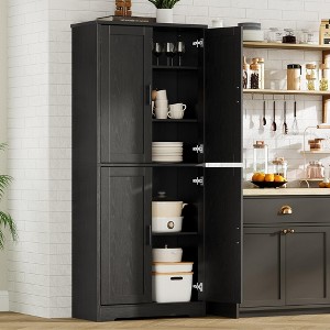70 Inch Tall Kitchen Pantry Cabinet, Freestanding Storage Cabinet with 4 Doors and Adjustable Shelves, Utility Hutch Cupboard - 1 of 4