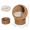 23" Handwoven Elevated Cat Bed with Cushion,Rotatable Wicker Cat Egg Chair,Raised Indoor Cat House for Small Cats-LAOTIES - 2 of 4