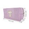 Unique Bargains Corduroy Rectangular Letter Makeup Bag Pink Purple 1 Pc - 2 of 4