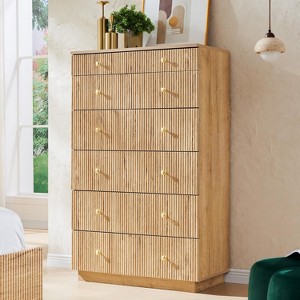 Fluted 7 Drawer Dresser for Bedroom, 48" Tall Modern Wood Chest of Drawers, Dresser Storage Organizer for Living Room, Hallway - 1 of 4