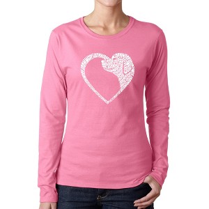 LA Pop Art Dog Heart - Women's Word Art Long Sleeve T-Shirt - 1 of 4