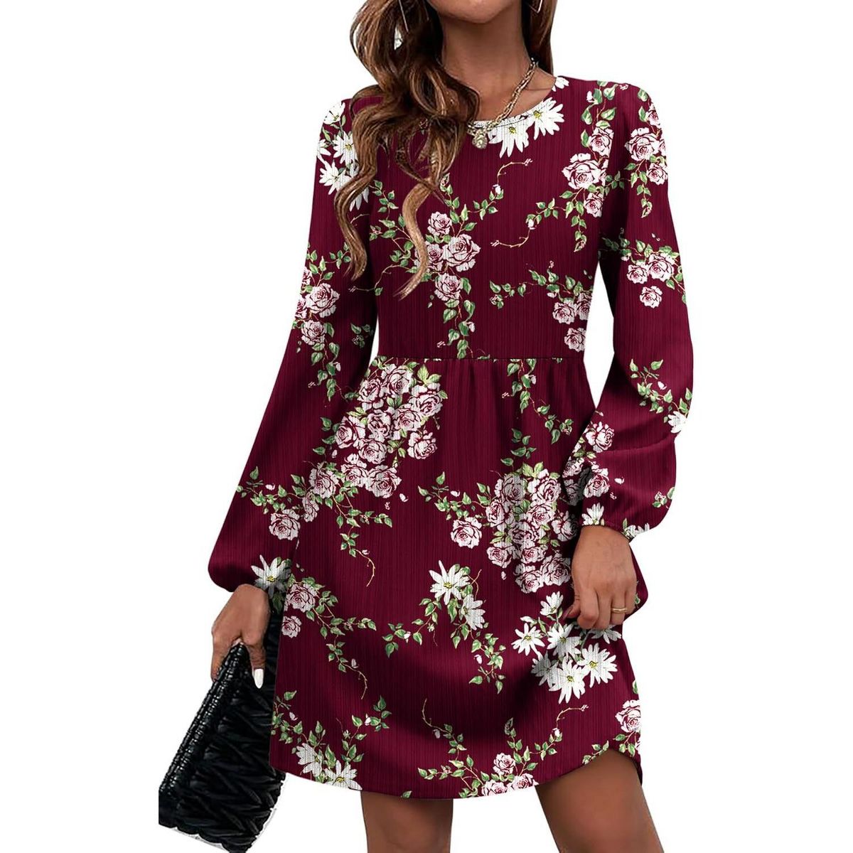 Zeagoo Women's Fall Sweater Dresses with Pockets Crew Neck Long Sleeve A-Line Dresses for Women 2026 Casual Winter Dresses