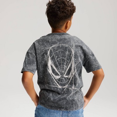 Cat & Jack Boys' Short Sleeve Spider-Man Acid Wash Oversized Graphic T-Shirt - Cat & Jack™ Charcoal Gray M — фото 3