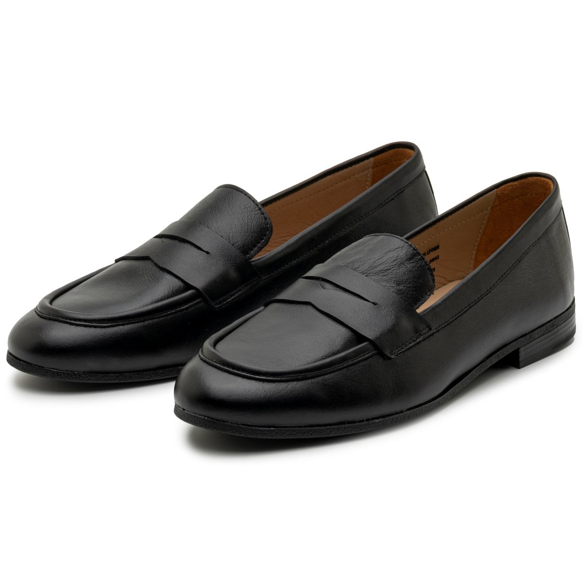 Женские туфли Alpine Swiss Helen Womens Leather Penny Loafers Comfortable Slip On Flat Shoes Dressy Professional Work Flats Black 6 — фото 6