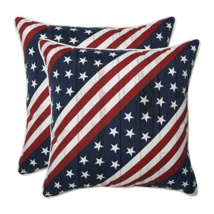 2pc 16.5" Outdoor/Indoor Throw Pillow Set Major Americana Red - Pillow Perfect: Square, Weather & Fade-Resistant, Patriotic Design - 1 of 4