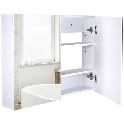 Homcom Double Door Wall Mounted Bathroom Mirror Medicine Cabinet With ...