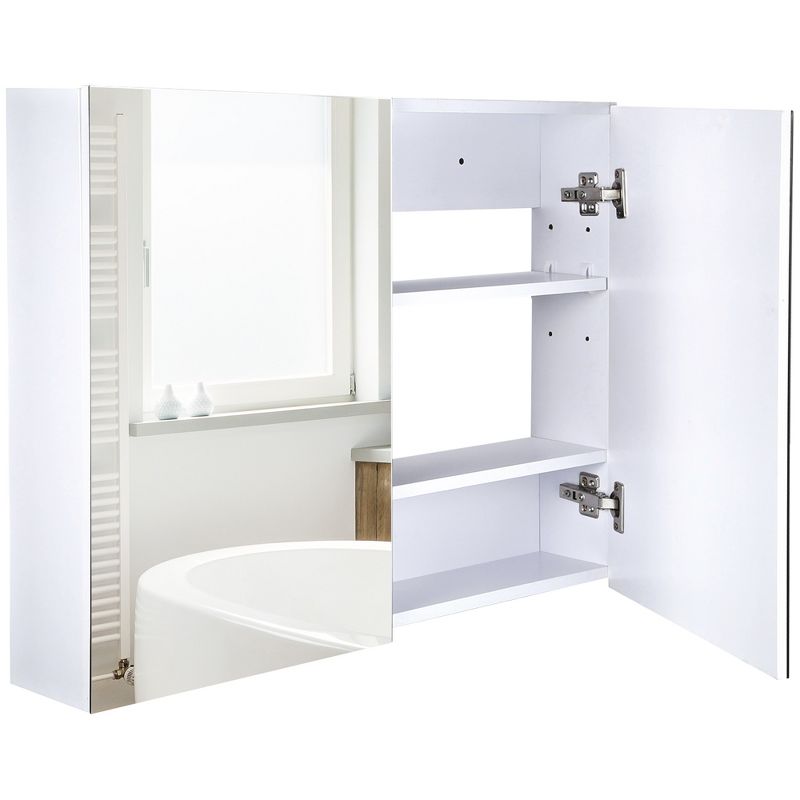 HOMCOM Double Door Wall Mounted Bathroom Mirror Medicine Cabinet with Modern Design, Large Storage, & Quiet Hinges, 1 of 8