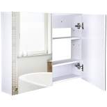 HOMCOM Double Door Wall Mounted Bathroom Mirror Medicine Cabinet with Modern Design, Large Storage, & Quiet Hinges