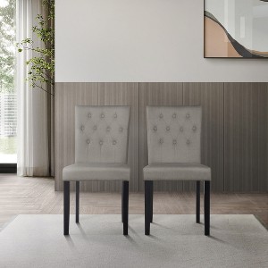 ChaletPosh Black Wooden Dining Chair with Linen Cover - 1 of 4