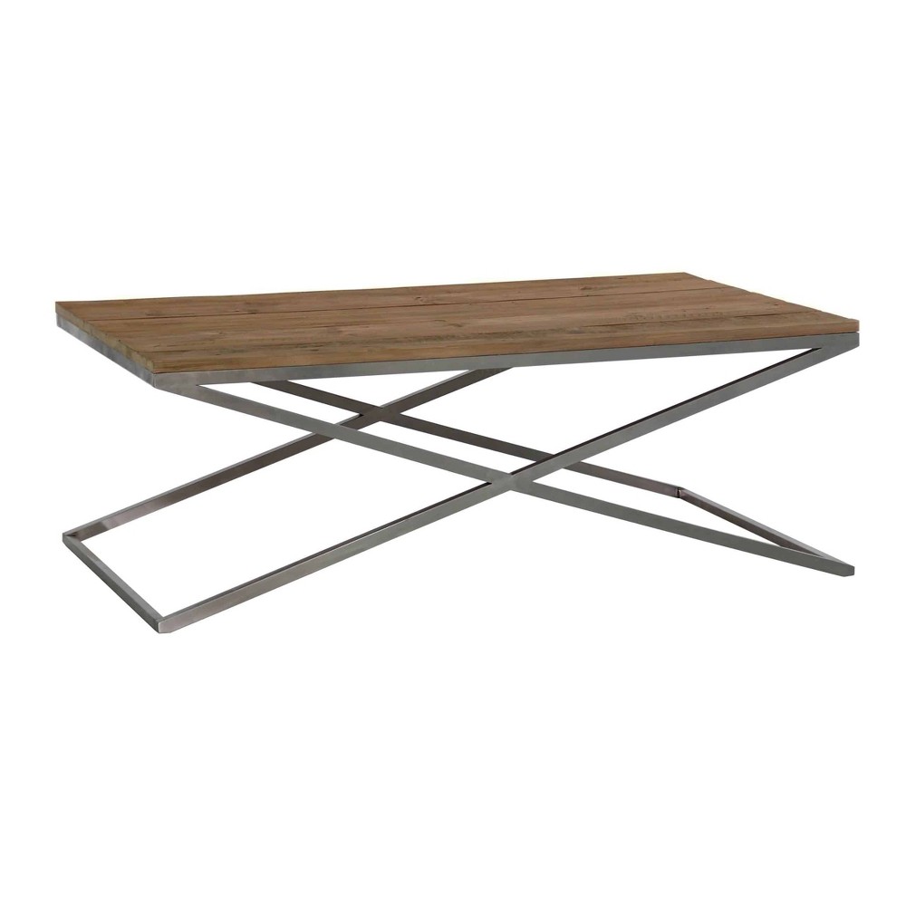 Boraam Savannah 53" Wide Rectangular Wood and Metal Coffee Table Natural