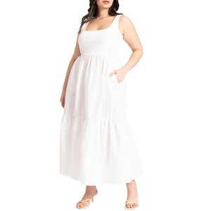 ELOQUII Women's Plus Size Mixed Fabric Tank Dress - 1 of 4