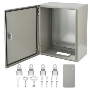 Outdoor Electrical Box - Steel IP66 Waterproof & Dustproof Enclosure with Lock, Mounting Plate - Universal Junction Box for Wiring - 1 of 4