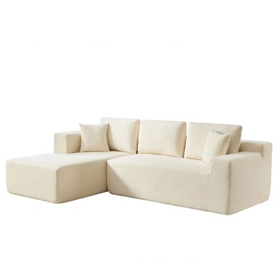 ChicFurnit Sectional Sofas Compressible Sofa Soft Chenille Fabric for Versatile Living Room Setup, Beige, 106.5"*67"*36"